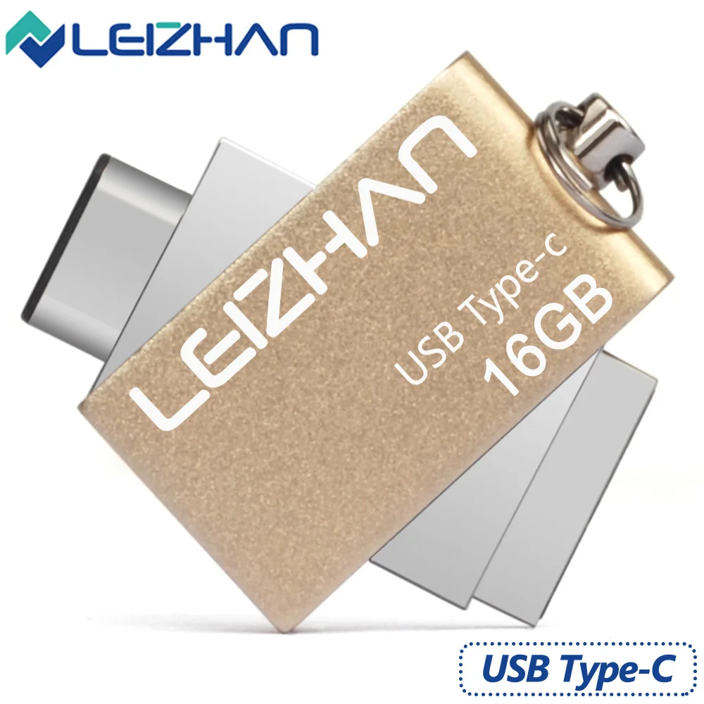 Leizhan usb флэш накопитель 3.0 Тип c 3.1 OTG двойной Порты и разъёмы stick 32 г флешки металла 16