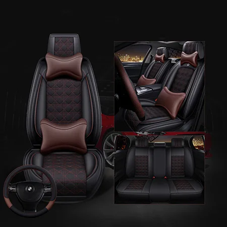 Coffee Deluxe Передние+ задние) Автомобильные Кожаные и льняные автомобильные чехлы для Kia soul cerato sportage optima RIO K3S KX5 KX3 sorento Ceed car - Название цвета: Coffee Deluxe