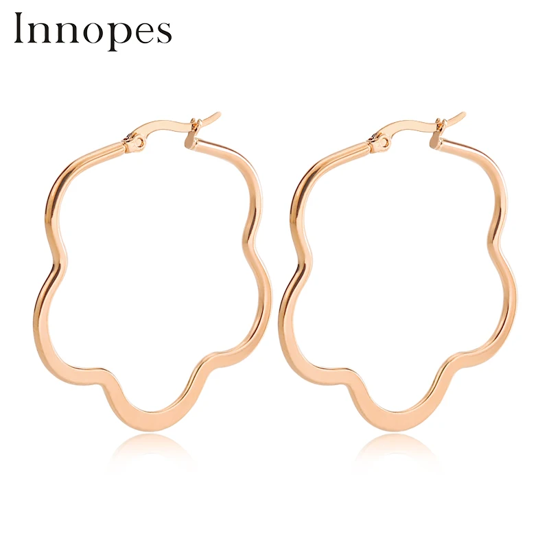 Модные серьги кольца innope из розового золота для женщин титановые геометрические