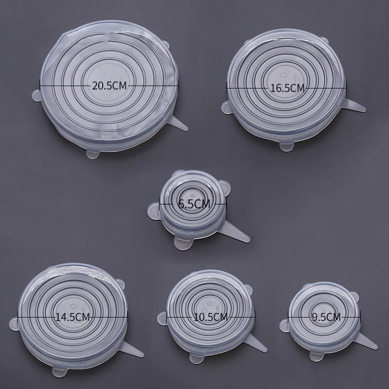 6pcs 6 шт./компл. силиконовый чехол для сохранения свежести силиконовый стрейч крышки для Еда горшок блюдо Кухня аксессуары Тампа de Silicone грудь - Цвет: 6pcs