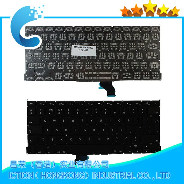 Оригинальная новая клавиатура A1502 с британской раскладкой для Apple Macbook Pro 13