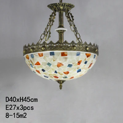 D40cm Средиземноморский стеклянный корпус мозаичная Подвесная лампа потолочная Ретро Подвесная лампа для спальни богемные подвесные светильники для ресторанов - Цвет корпуса: D40cm