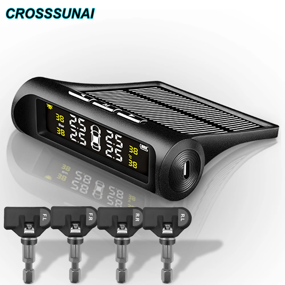 Автомобильная охранная сигнализация солнечная система TPMS s система контроля давления в шинах внутренний датчик давления в шинах цифровой ЖК-дисплей беспроводной