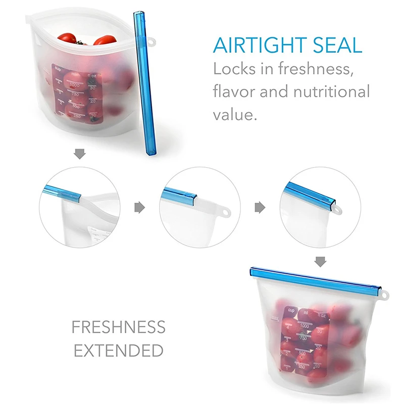 Моющаяся зеленая силиконовая сумка для хранения свежая запечатанная может быть