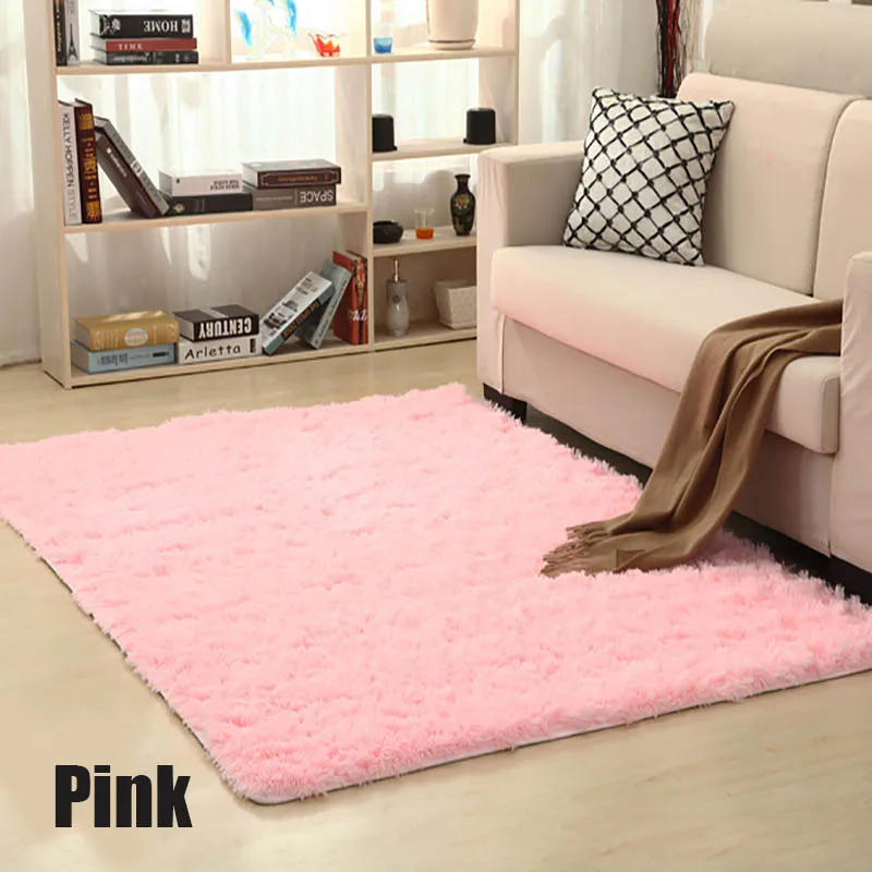 pink Мохнатый ковер для гостиной, домашние теплые плюшевые напольные коврики, пушистые коврики для детской комнаты, ковер из искусственного меха, коврики для гостиной, шелковистые Rugs45 - Цвет: pink