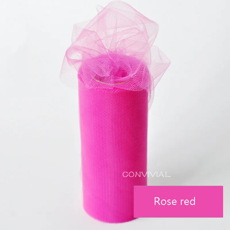 Rose Red Soild цвет 25 ярдов Тюль украшение для свадебного стола центральный Тюль День рождения Рождественская Свадебная вечеринка Декор поставки - Цвет: Rose Red