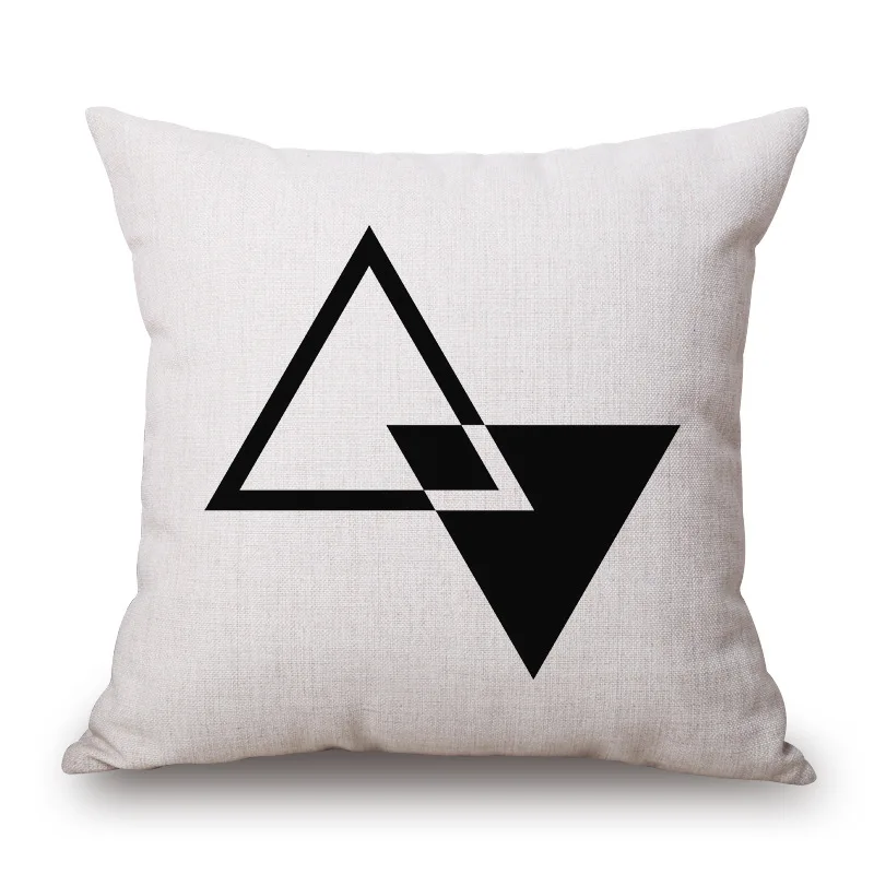 Nordic Geometric Style Linen Cotton Pillow Cover Black White Cushion Home Decorative Case Sofa | Дом и сад
