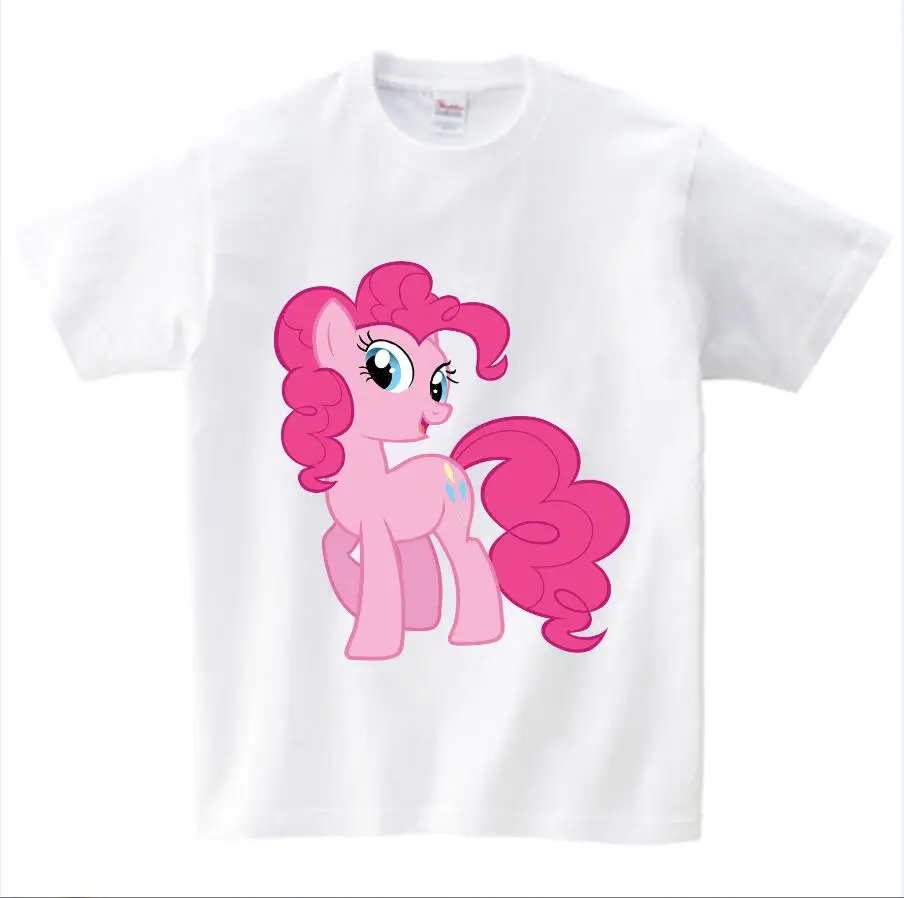 white childreT-shirt Летняя футболка с рисунком из мультфильма «Мой маленький поли» для девочек одежда с героями мультфильмов «Пинки Пай» Детские футболки для девочек одежда с милым пони NN - Цвет: white childreT-shirt