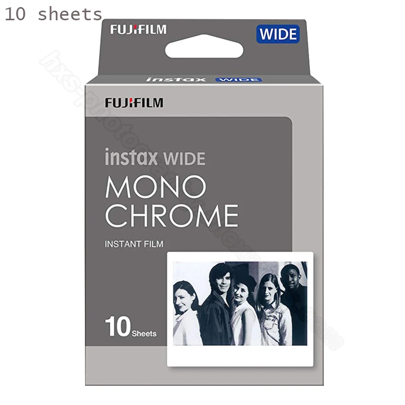 monochrome wide Подлинная Fujifilm Instax Wide фильм монохромный/белый/Радуга для Fuji мгновенный Polaroid Instax широкоугольный фотоаппарат 300/200/210/100/500AF - Цвет: monochrome wide