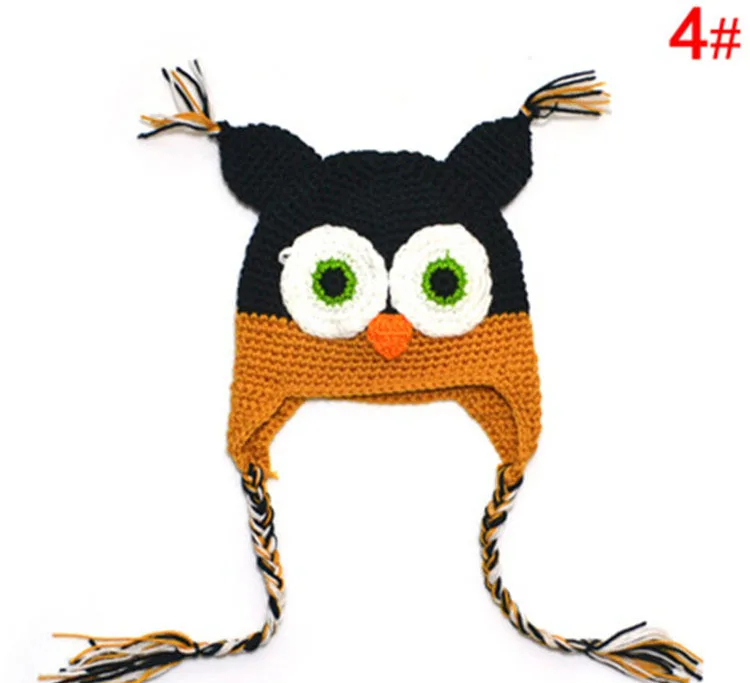 Детская вязаная шапка Bnaturalwell зимняя мягкая с мультяшным рисунком совы ручной