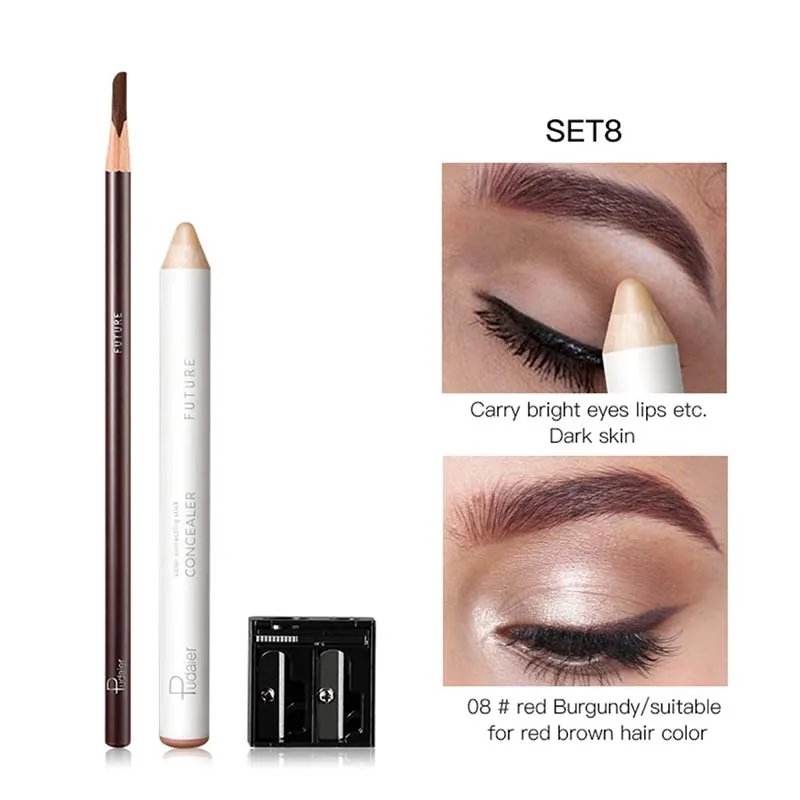 08 Карандаш для бровей белый консилер фиксирующая ручка набор Shaping Brighten Eye Brow макияж водонепроницаемый стойкий с Комплект для заточки хорошее использование - Цвет: 08