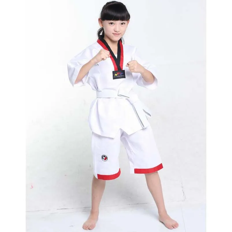 Детская одежда Детские хлопковые комплекты Tae Kwon Do рубашка для мальчиков + брюки