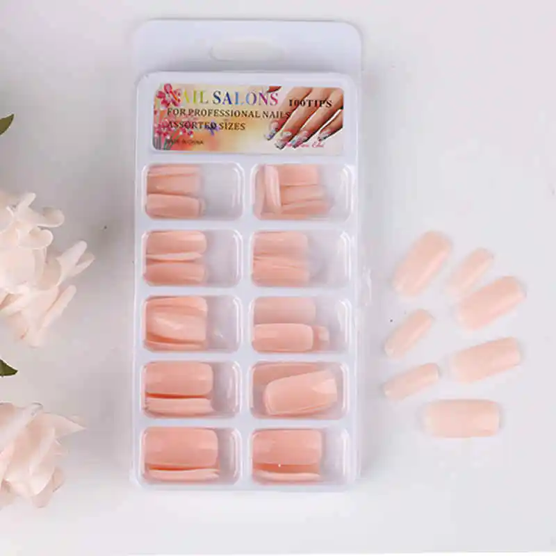 Pink 100 шт накладные ногти Экстра длинные желе телесного цвета самодельный макет поддельные ногти желе розовый конец продукта квадратный голова полный набор - Цвет: Pink