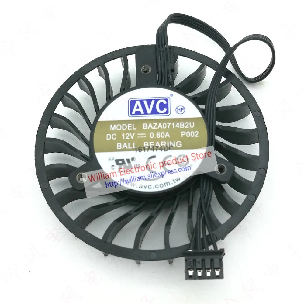 Новый Оригинальный AVC BAZA0714B2U DC12V 0.6A 64x16 мм 4 линии Графика карты вентилятор