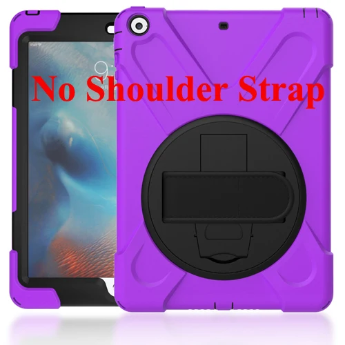 purple Чехол для планшета iPad Air 1 A1474 A1475 A1476, безопасный противоударный сверхмощный вращающийся ручной ремень/подставка+ плечевой ремень - Цвет: purple