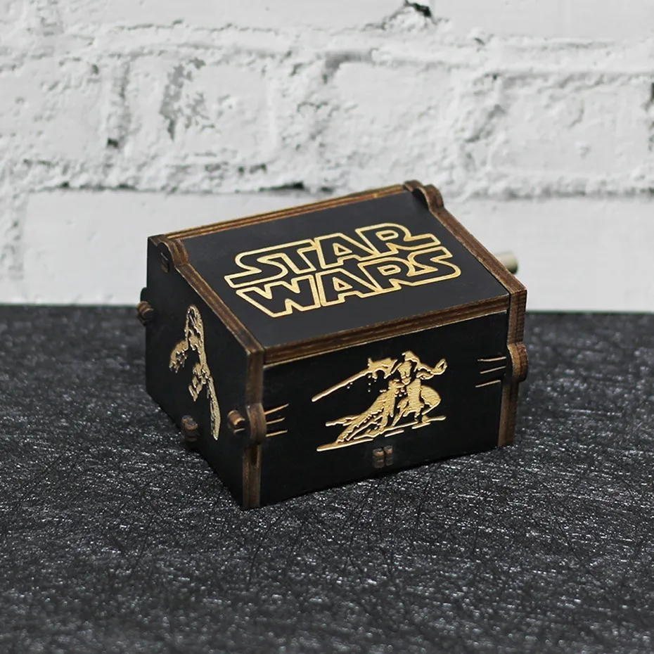 star wars Новая антикварная резная деревянная ручка черная легенда о Зельде Звездные Войны Игра престолов деревянная музыкальная шкатулка музыкальная копилка подарок на день рождения - Цвет: star wars