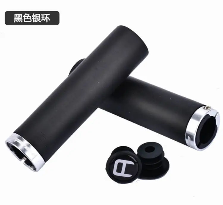 Black-Silver ring Aoperate, велосипедные ручки, силиконовый гель, один замок, противоударный, противоскользящий, MTB, руль, ручки для горной дороги, велосипеда, бар, вилка - Цвет: Black-Silver ring