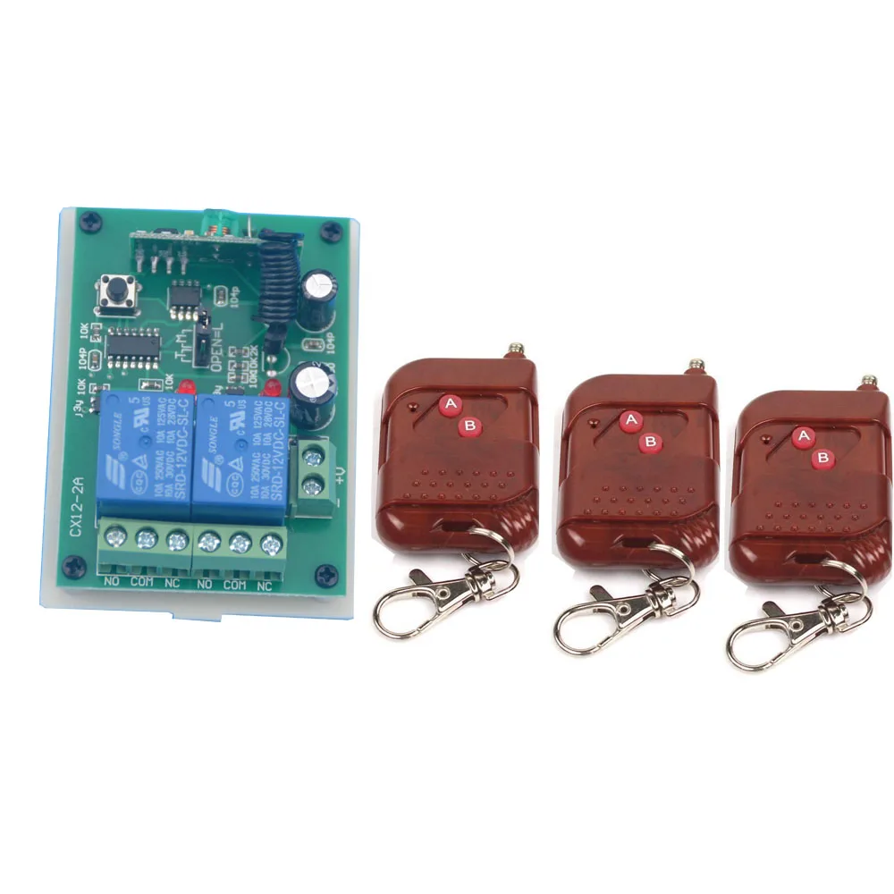 DC12V/24 V 2 канала Беспроводной переключатель приемник-1 шт.)+ 1/2/3 передатчик пульта дистанционного Управление