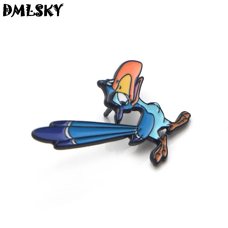 DMLSKY Король Лев Hornbill металлические эмалированные нагрудные булавки мультфильм галстук булавка брошь для рюкзака значок забавные броши для детей женщин M3265