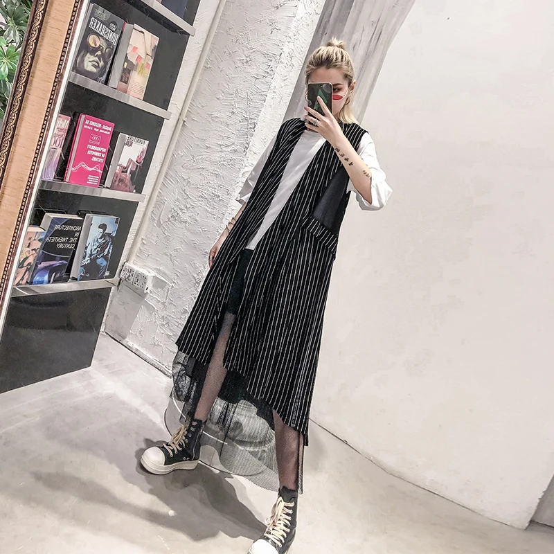 Летний жилет новая полосатая куртка свободный и тонкий кардиган без талии