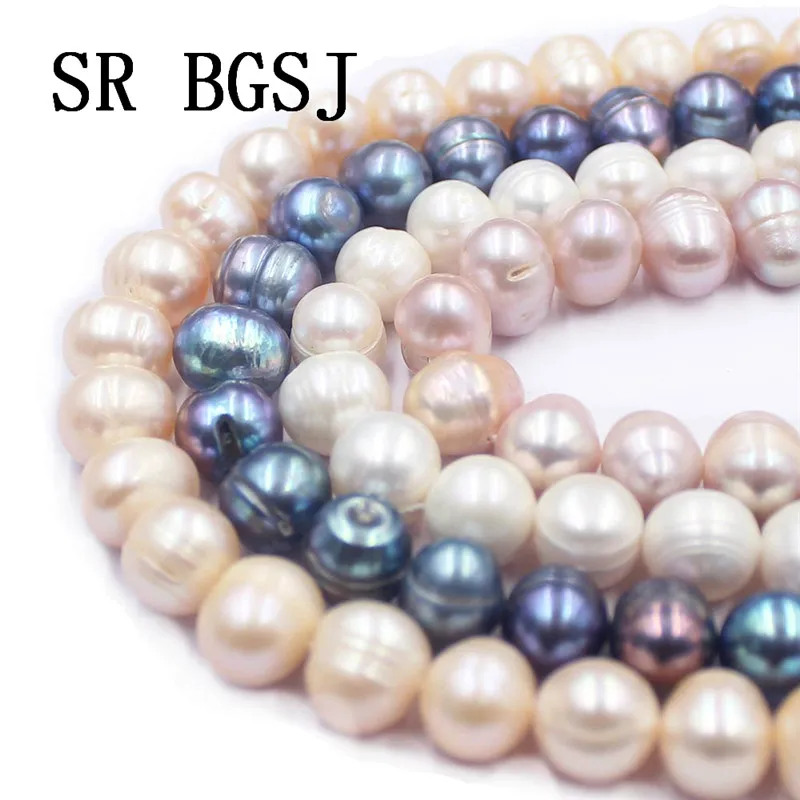 Free Shipping 10 11mm White Pink Purple Black Nearly Round Natural Freshwater Pearl Loose Beads 15&quot|Бусины| |