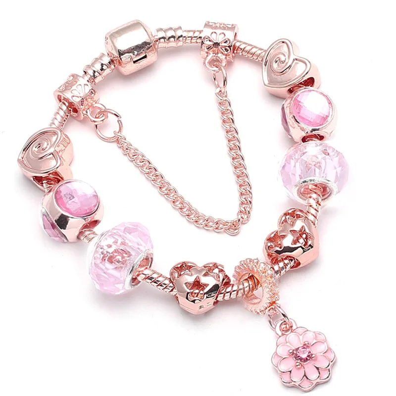 Женские браслеты подвески BAOPON с сердечками и кристаллами ювелирные