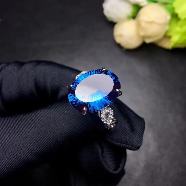 Uloveido кольцо с натуральным голубым топазом, 10 карат драгоценный камень, 925 серебряные кольца, кольцо с камнем рождения, с сертификатом и подарочной коробкой 20% FJ304
