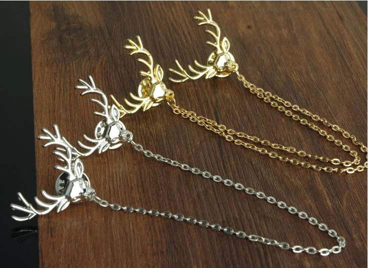 2015 новая мода сплав Винтаж Санта-лось булавка для воротника Олень Золотой