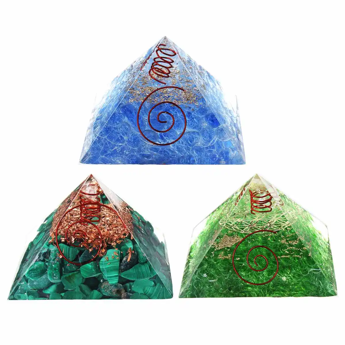 7 см зеленый кристаллическая Пирамида генератор энергии Orgone Пирамида Chakras камень, реики исцеления балансировки духовной терапии