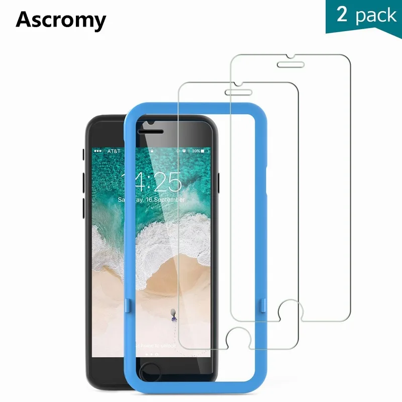 Ascromy 2 шт для iPhone 8 7 6s 6 S Plus защита экрана с установочными инструментами закаленное