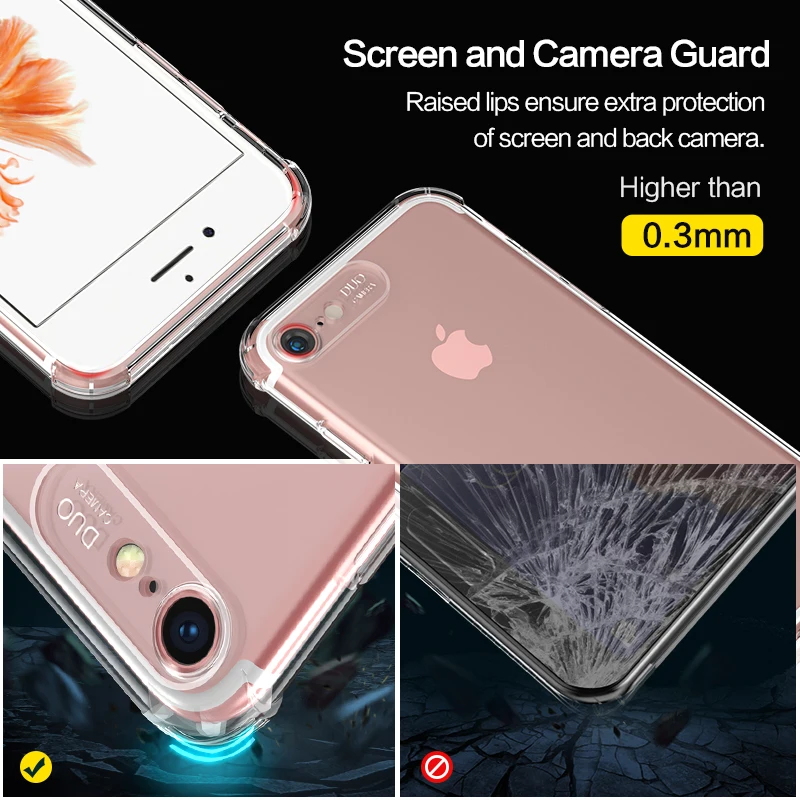 SmartDevil противоударный бампер прозрачный силиконовый чехол для iPhone X XS XR XS Max 8 7 6 6S Plus Прозрачная защитная задняя крышка