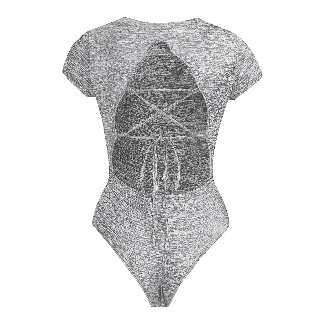 Боди, женский комбинезон, обтягивающий сексуальный комбинезон размера плюс, летний комбинезон с открытой спиной, женский комбинезон с коротким рукавом, повседневный комбинезон
