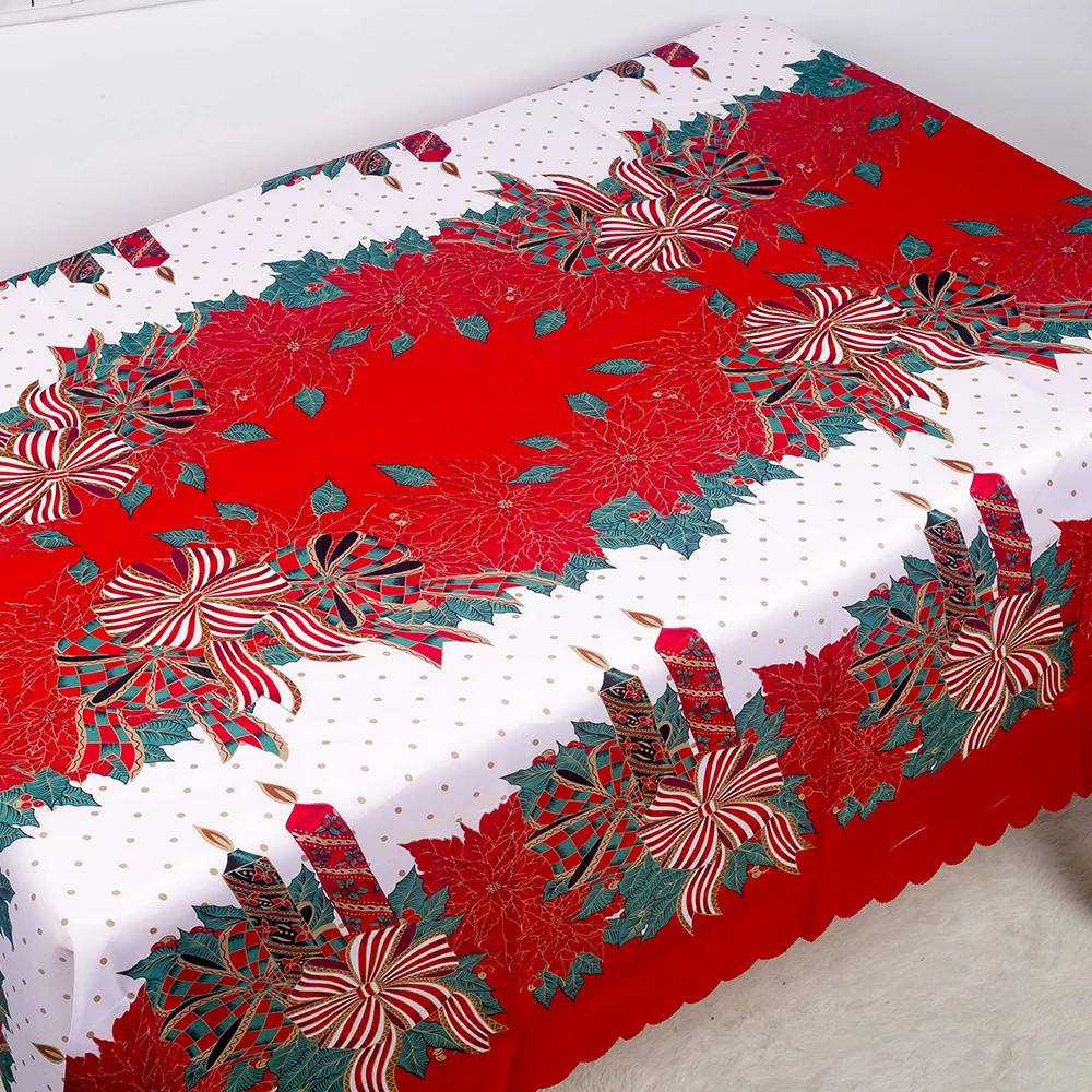 Красные рождественские скатерти Poinsettia Цветочные из ткани жаккардового переплетения Рождественская скатерть модный Декор