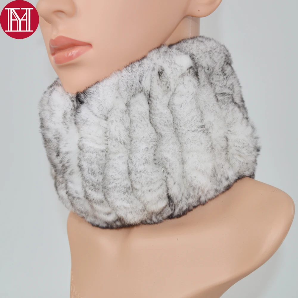 2021 для женщин Настоящий мех кролика вязаный шарф меховые повязки на голову