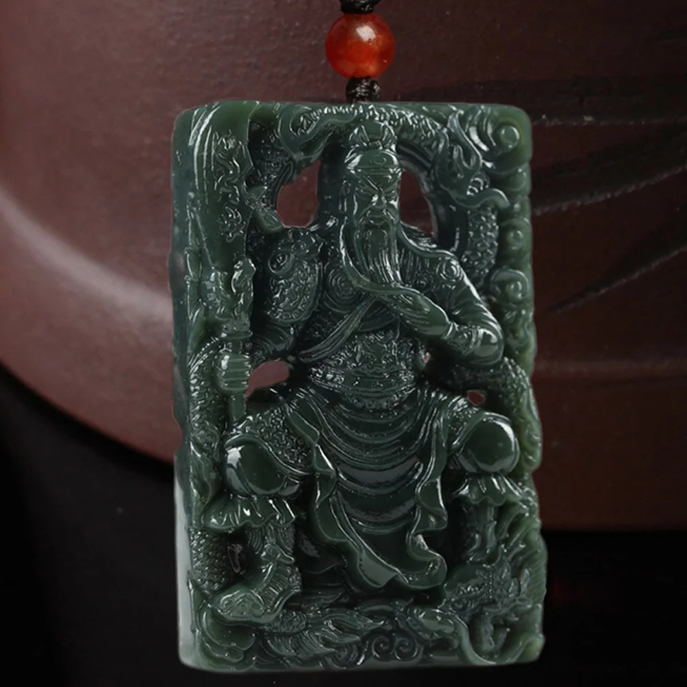 Синьцзян Хотан колье с кулоном ведьмы Прямая Lucky Amulet полые резные гуаню цепочки и ожерелья с цепочкой для мужчин и женщин подарок