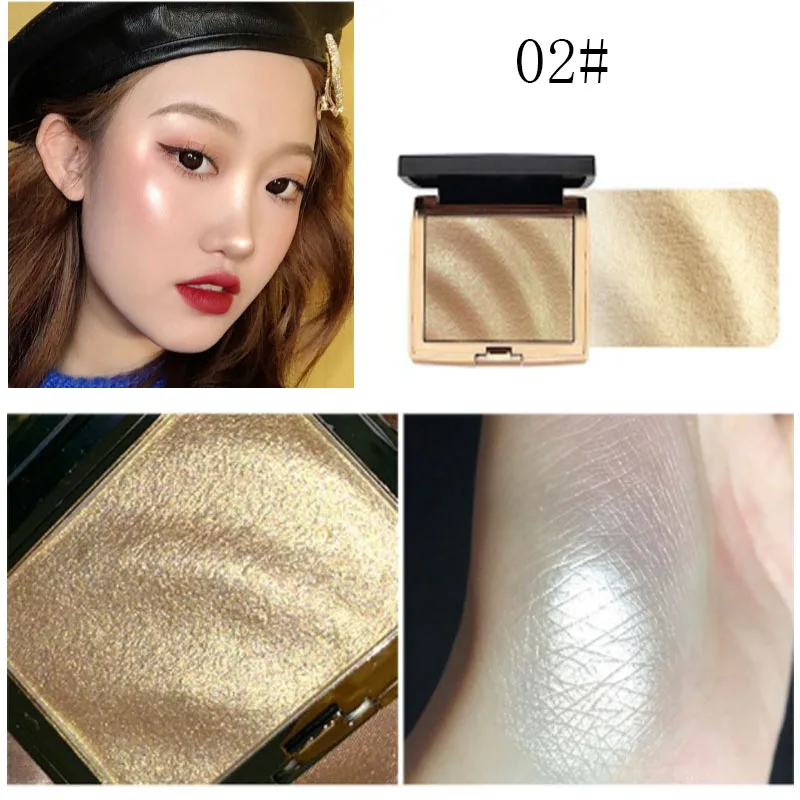 HOJO shimmer хайлайтер палитра 3D волна пигмент порошок ярче Серебряный Розовый цвет водонепроницаемый металлик хайлайтер BN153 - Цвет: 02