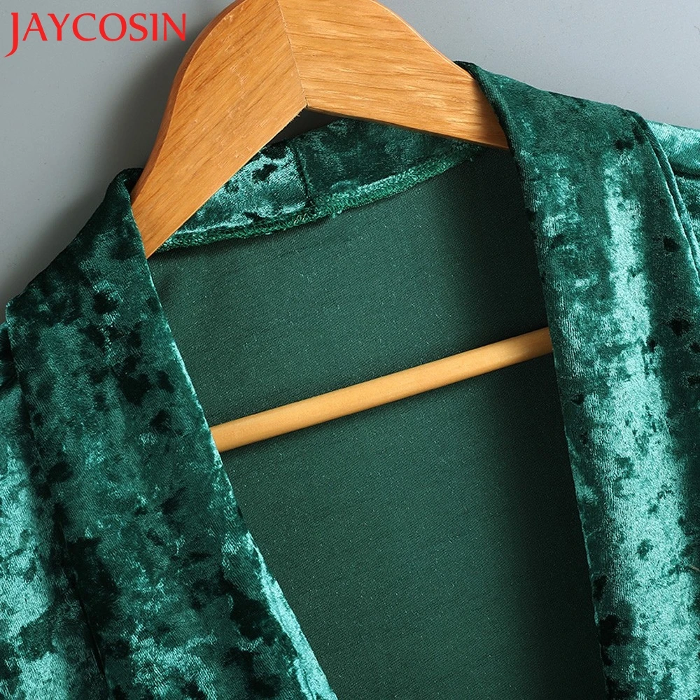 JAYCOSIN Женская мода блестящее пальто женский бархат Осень Зима с длинным рукавом