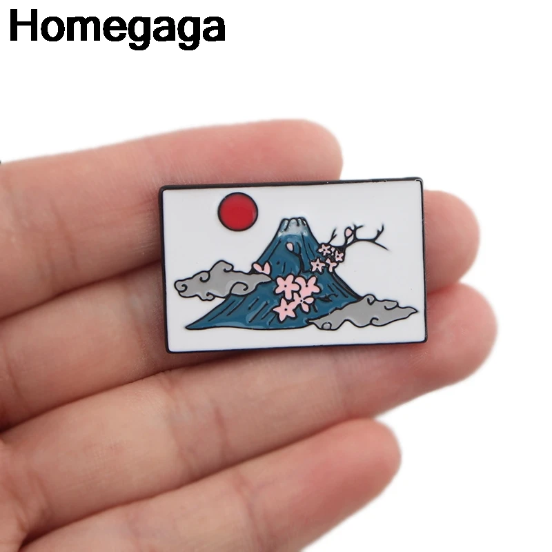 

Homegaga Mount Fuji Enamel Pins for clothes metal Gift Jewelry para bag shirt hat backpack insignia Brooches Badge for men D2248