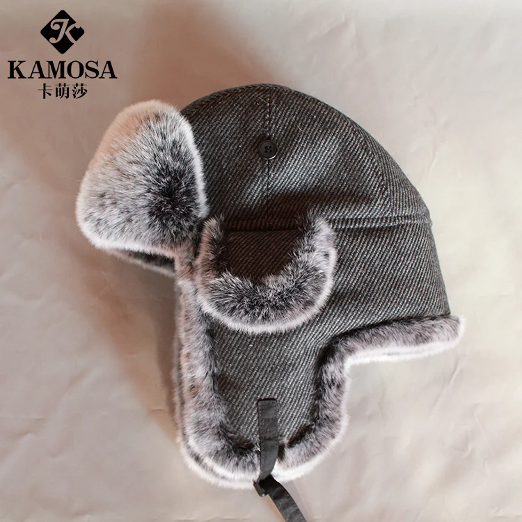 Adult Bomber Hat Men's Trapper Ear Protection Warm Hats Men's Winter Snow Caps Windproof Russian Fur Hat Ear Flap Caps B-8486