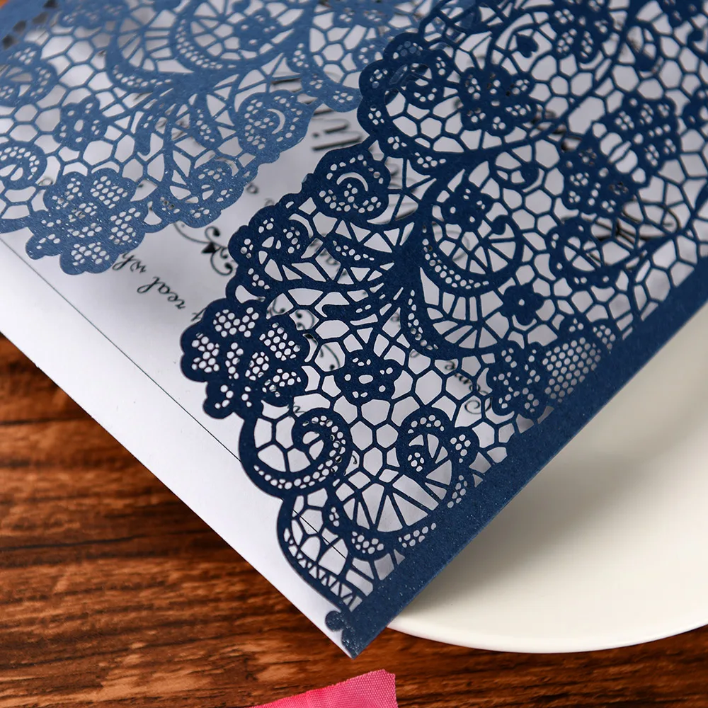 10 шт. лазерная резка свадебные пригласительные открытки жемчужная бумага