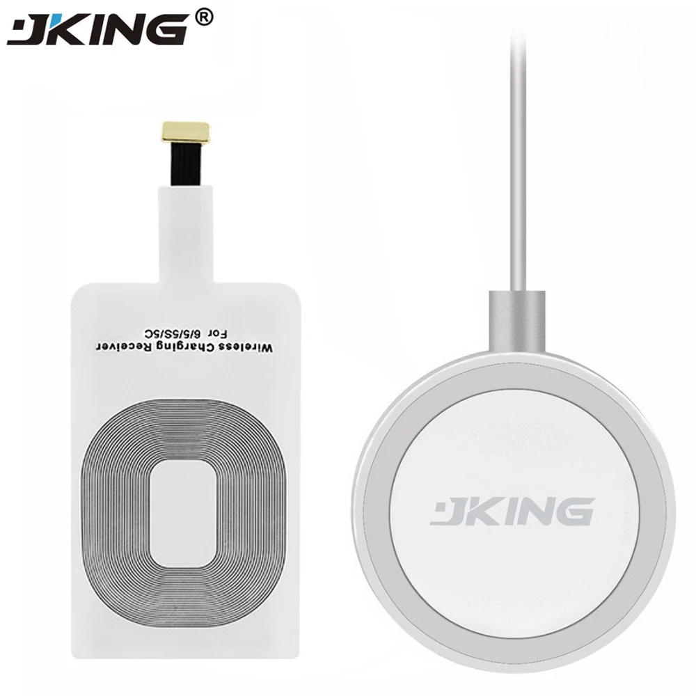 JKING 1Set Qi Wireless Charger + Wireless Charging Receiver Pad Coil For IPhone 5 5S 5C SE 6 6S 7 S Plus