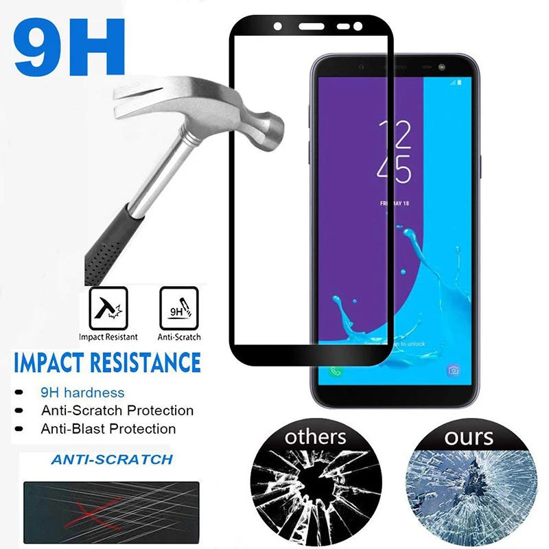 9D полное покрытие Защитное стекло для samsung galaxy j6 закаленное защитное экрана j4 2018 j7