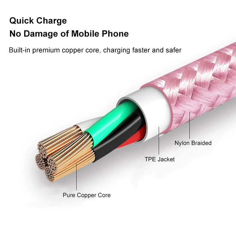 WMZ Реверсивный кабель Micro USB 2A зарядный для мобильного телефона передачи данных