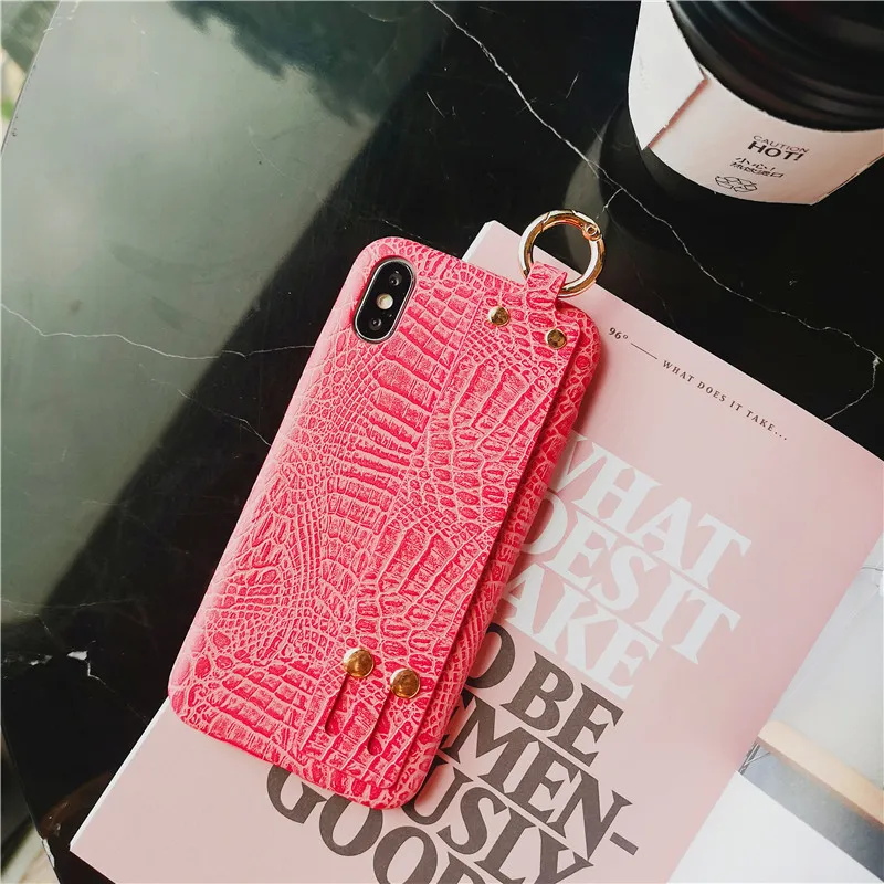 Luxury Crocodile Texture Phone Case For iphone XS MAX XR X 7 8 6 6s Plus Wristband Stand Cover iPhone Pu Leather Coque |