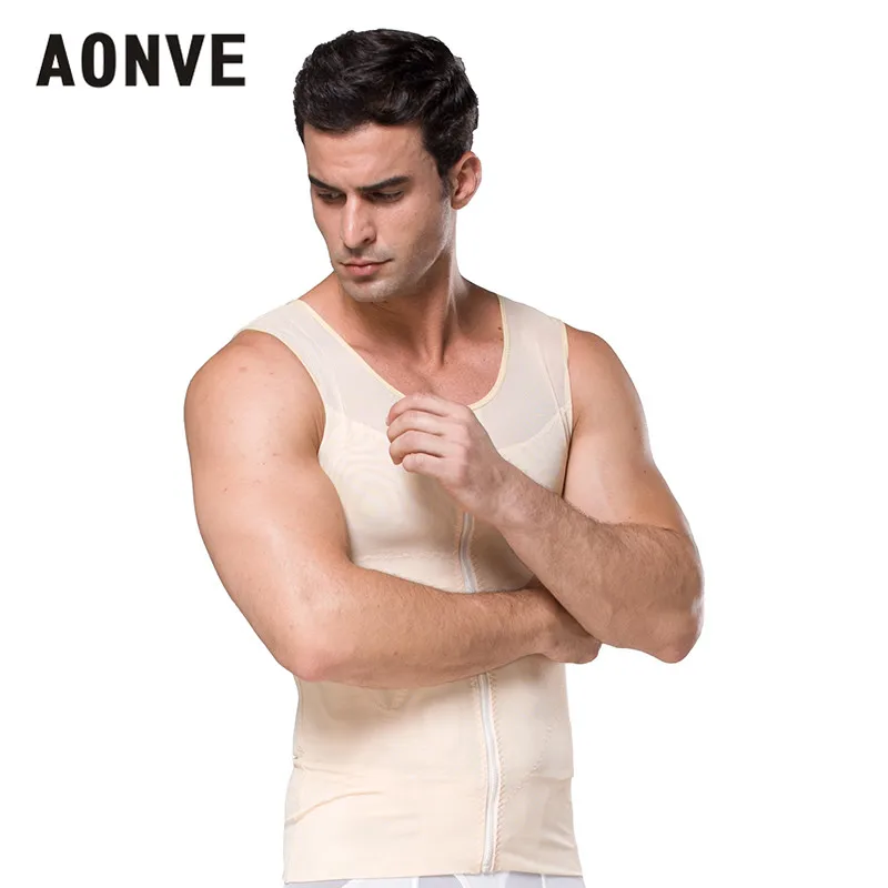 Aonve Male Shaper Hombre Abdomen Shapewear Men Belly Slimming Posture Vest Top Body Stretchy Zipper Underwear S-2XL | Мужская одежда