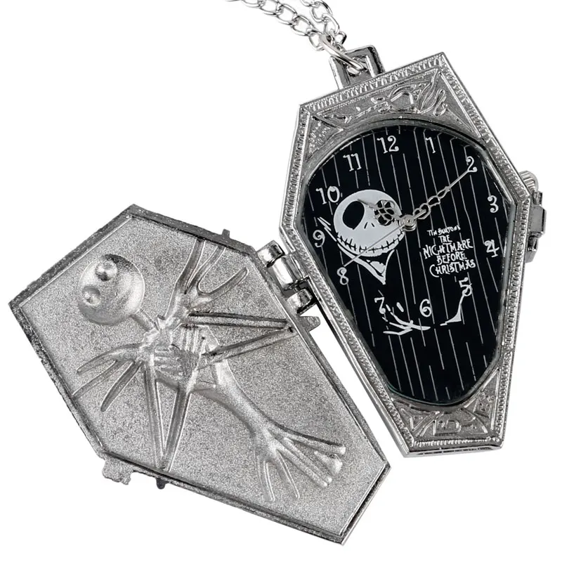 

Vintage The Nightmare Before Christmas Steampunk Retro Modern Pendant Necklace Cool Womens Mens Quartz Pocket Watch
