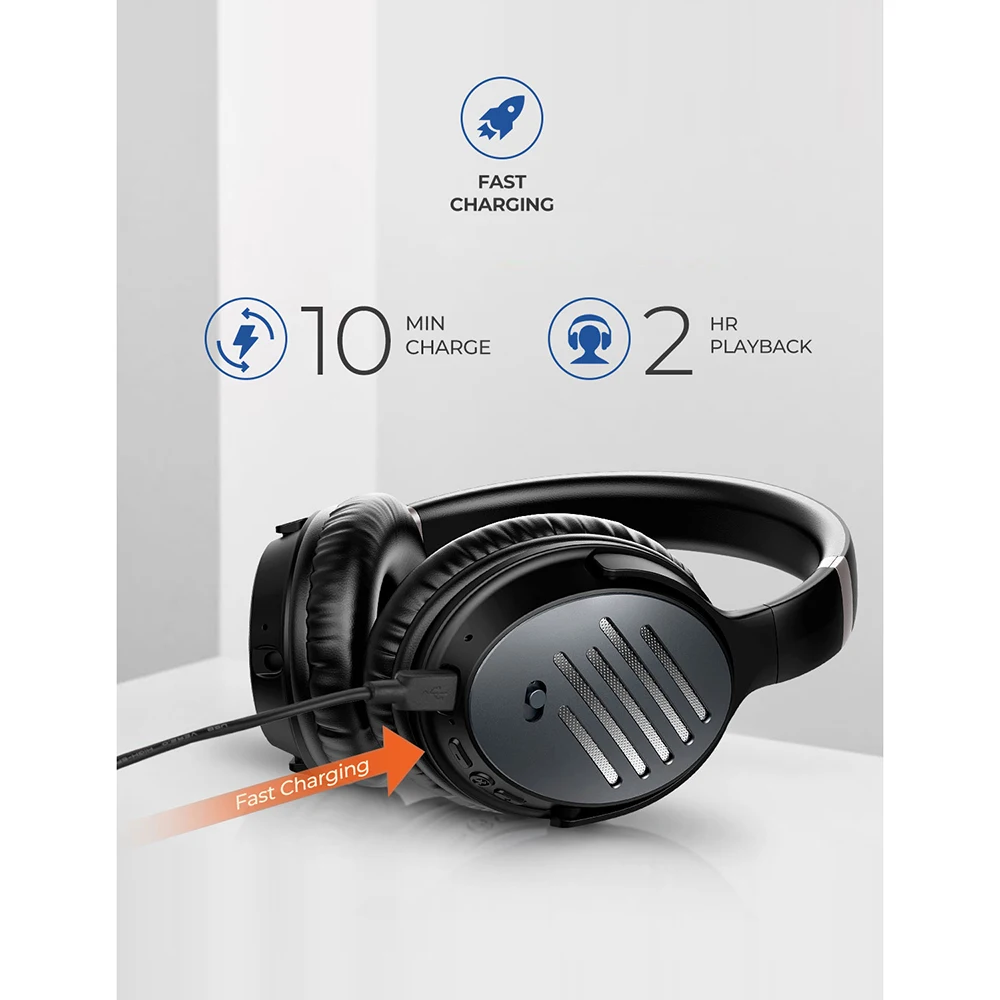 Mpow H16 ANC Bluetooth наушники с активным шумоподавлением Беспроводная гарнитура с быстрой зарядкой 30 ч Время воспроизведения глубокий бас для ПК телефона