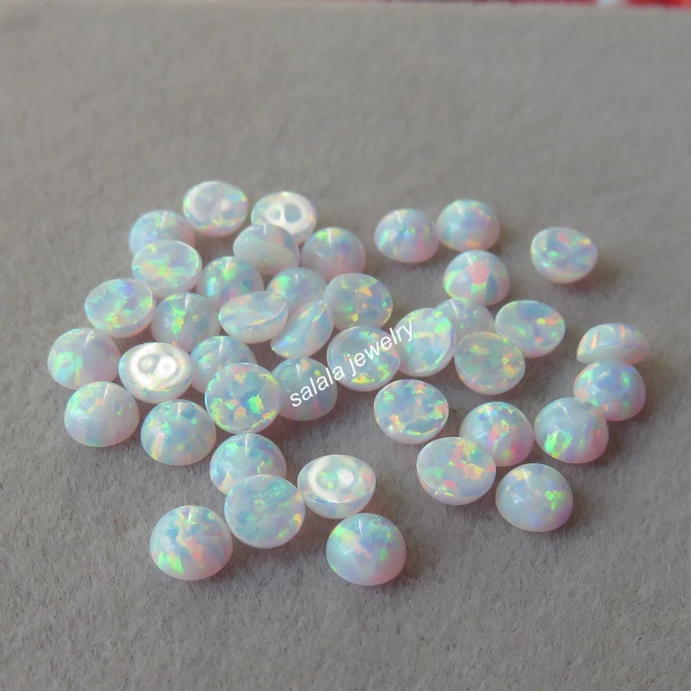200pcs/lot 4MM Round Opal OP17 Snow White Stone Synthetic Cabochon Fire for Body Piercing Jewelry | Украшения и аксессуары