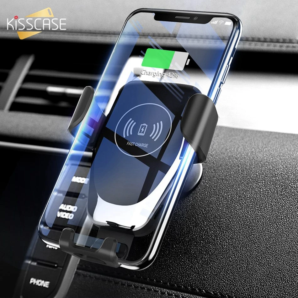 KISSCASE 2 в 1 Беспроводное Автомобильное зарядное устройство для samsung Note 10 + 9 8 Вт Qi