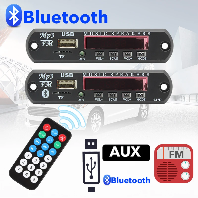 Bluetooth MP3 декодер плата декодирующая модуль TF слот для карты FM радио 5 в 12 В пульт